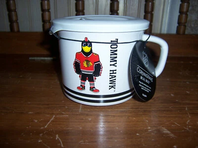 CorningWare Meal Soup Mug NHL Chicago Blackhawks Mascot Tommy Hawk Vented Lid