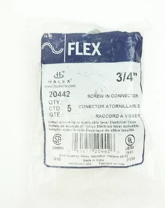 Halex 3/4" Standard Fitting Metal Conduit (FMC) Screw-In Connector 5-Pack 20442 - Picture 1 of 2