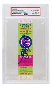 Ryne Sandberg Signed Rookie Chicago Cubs June 17 1982 Baseball Ticket PSA/DNA