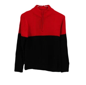 Big Boys Sweater Sezzit Big Boys Henley Sweater Size M 10-12 Red/Black - Picture 1 of 3