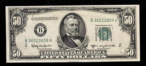 1950 D U.S. $50 FEDERAL RESERVE NOTE, NEW YORK, CRISP UNCIRCULATED - B36022609A - Picture 1 of 2