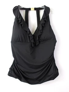 Top tankini polo ralph lauren lr0fg82w cuello en V con volantes talla 18W negro al por menor $92 - Imagen 1 de 2