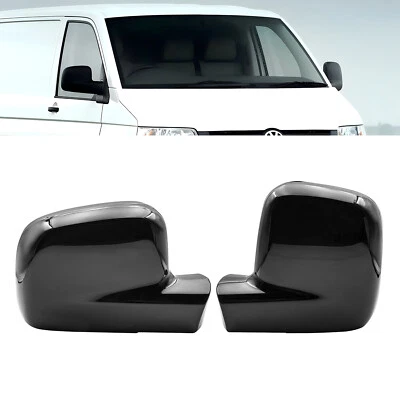 Pair Wing Mirror Cover Cap For VW Transporter T5, Caddy&Maxi, Gloss Black Shell - Image 1 of 4