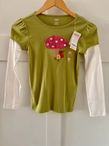 NEW Gymboree Woodland Friends Mushroom Long Sleeve Shirt Green Pink Size 9 - Picture 1 of 6