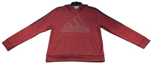 Adidas Hoodie Sweater Boys size Large Burgundy Adidas Big Logo Pullover 1 Pocket - Picture 1 of 5