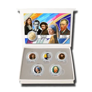 Juego de 5 monedas de 2 euros de colores en caja de presentación - Maestro holandés de pinturas - Imagen 1 de 7