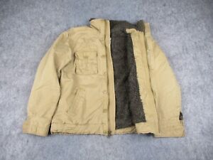 Aeropostale Jacket Mens Large Brown Faux Fur Sherpa Lined Military Khaki Y2K