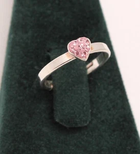 Anillo expandible solitario corazón piedra rosa conjunto plata esterlina 925 para niños - Nuevo - Imagen 1 de 4