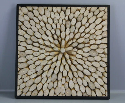 Macabane Wandobjekt Wallart Holz Teak Natur 60x60x4cm Wanddekoration Bild M2-HBT - Bild 1 von 4