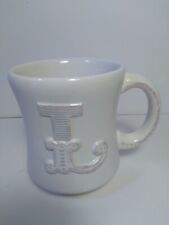 Hallmark "L" Monogrammed Coffee Mug Cup Initial Stephen Carter White Wash Rustic