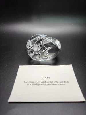 Steuben Crystal Ram Hand Cooler/Paperweight Figurine - Image 1 of 4