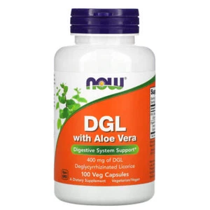 NOW Foods, DGL con Aloe Vera, 400 mg, 100 Capsule Veg (EXP-10-25) - Foto 1 di 2