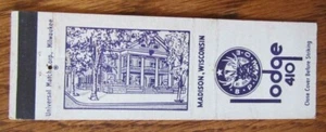 FRATERNAL MATCHBOOK COVER: ELKS LODGE NO. 410 (MADISON, WISCONSIN) -G9 - Picture 1 of 1