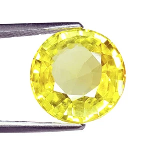 Gemas de zafiro sueltas redondas certificadas de zafiro amarillo natural de 6-8 quilates YR04 - Imagen 1 de 10