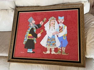 Yugoslavian Wedding Folk Art ACRYLIC PAINTING Jovan Obican (1918-1986) 32” x 26” - Picture 1 of 24