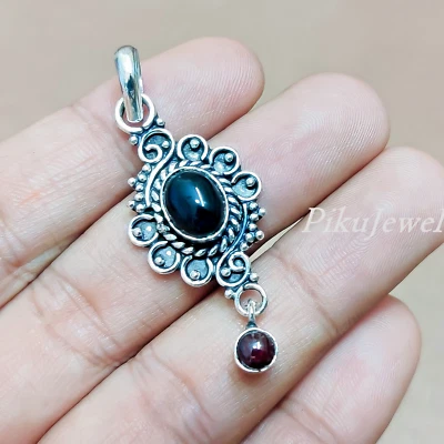 Gioielli ossidati con pendente a goccia in argento sterling 925 con pietre... - Immagine 1 di 4