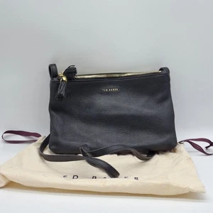Ted Baker Maceyy Black Pebbled Leather Double Zip Crossbody Shoulder Bag - Picture 1 of 6