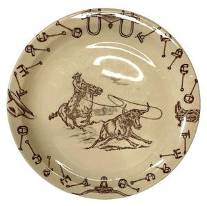 Assiette à salade restaurant vintage Tepco Western Cowboy Steer Roper 8,25" ferme - Photo 1/6