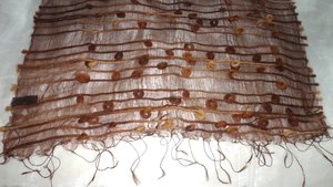 Quintessentia Brown Mix Lightweight Sheer Silk Blend Fringe Scarf 70" x 26"🌺 - Picture 1 of 13