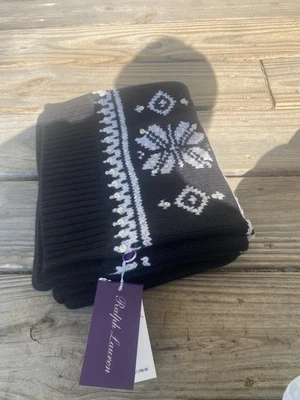 Bufanda de cachemir adornada Fair Isle colección Ralph Lauren púrpura etiquetaM Foto 1 de 4