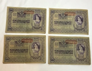 Austria 10000 Kronen 2-11-1918 Circulated Banknote Set of 4 - Picture 1 of 7