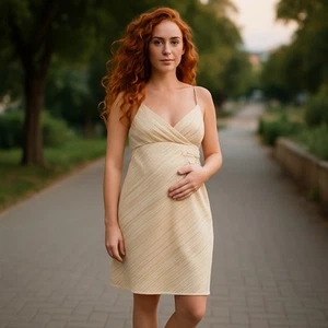 Wunderschönes feminines Mutterschaft Umstands Sommerkleid Kleid Gr. Small gelb weiß - Bild 1 von 5
