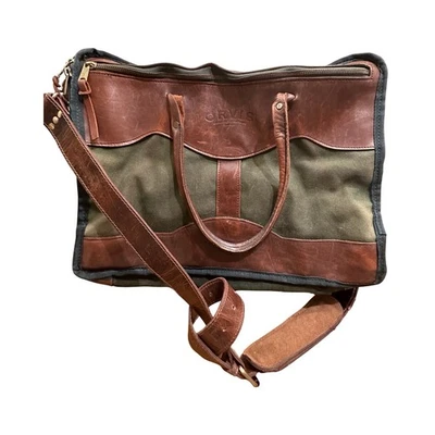 Orvis Battenkill сумка оливковый зеленый холст кожаный ноутбук Messenger портфель сумка - Изображение 1 из 4