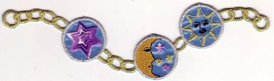 Astrology Sun Moon Star Chain Embroidery Patch - Image 1 of 1