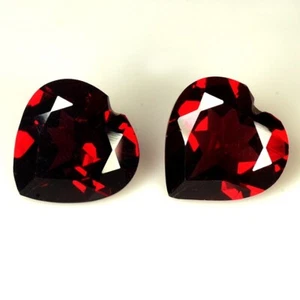 6,95 quilates y 10 mm_ Granate rojo almandina natural corte corazón 10 mm 2 piezas piedras preciosas sueltas - Imagen 1 de 10