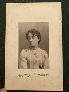 Victorian Cabinet Card: Woman Sidney H Wood Fine Art Gallery Darlington 4"x 6.5"