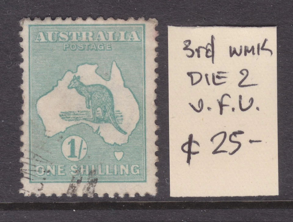 KANGAROO :  1/   GREEN     3RD  WMK  DIE2   OR DIE 2b NOT 100% SURE. - Image 1 of 1