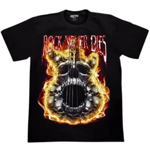 Camiseta Guitarra Rock Never Dies Motociclista Para Hombre Brilla en la Oscuridad Gráfico Regalo Año Nuevo - Imagen 1 de 10