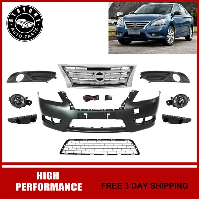 适用于 2013 - 2015 年日产 Sentra 前保险杠盖上下格栅带雾灯 — 第 1/2 张图片