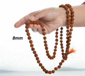 YOGA HEALING 5 MUKHI RUDRAKSH MALA 5 FACE RUDRAKSHA MALA 8 mm Bead Size - Picture 1 of 2