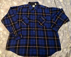 Vintage Appalachian Trail Flannel Mens XXL Blue/Black/Gold Plaid Free Shipping! - Picture 1 of 7