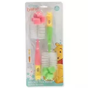 Disney Baby Bottle Brush's 2 Pack, Winnie The Pooh, Pink & Green - Picture 1 of 1