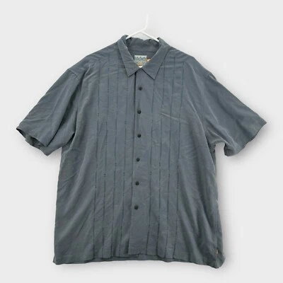 Quiksilver Edition Hawaiian Shirt Mens XL Blue Gray Short Sleeve Surf Y2K Stripe - Image 1 of 4