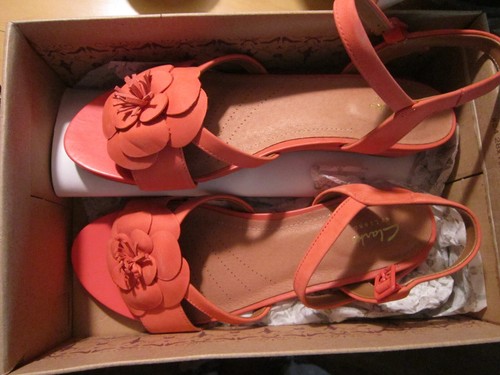 sandali clarks wmns nuovi con scatola taglia 8 parram stella colore corallo