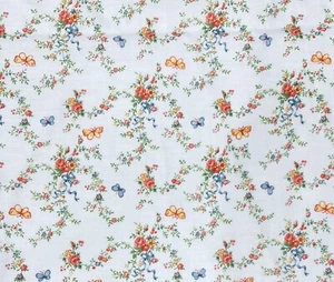 Vintage JOAN KESSLER Concord Fabrics 2 yd. x 44”W Floral Butterflies - Picture 1 of 3