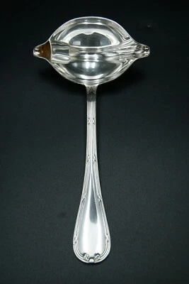 DE COLECCIÓN CHRISTOFLE RUBANS CROISES 1 CUCHARA DE SERVIDOR DE SALSA CHAPADA EN PLATA PARÍS FRANCIA Foto 1 de 4