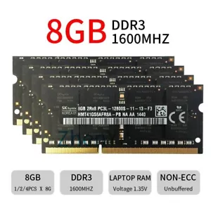 32GB 16GB 8GB DDR3 PC3L-12800S 1.35V Laptop Memory Notebook For SKHynix LOT UK - Picture 1 of 14