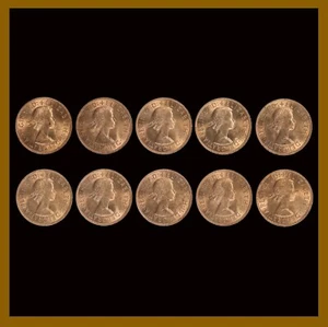 Great Britain 1/2 (Half) Penny x 10 Pcs Coin Set 1964 KM# 896 Queen Elizabeth II - Picture 1 of 2