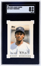 1986 Topps #27 Rickey Henderson Mini League Leaders SGC 8