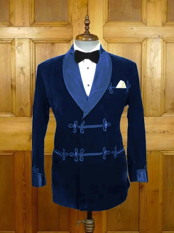 Para hombres Chaqueta para Fumar Bata de Noche Terciopelo con Cinturón Blazer Baile de graduación Fiesta Esmoquin Foto 1 de 4