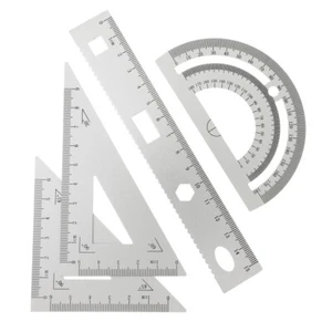 4 Metal Protractor Aluminum Ruler Metal Set Square Triangle Ruler Drafting - Picture 1 of 10