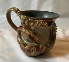 Vintage 1986 Signed Handmade Art Pottery Dragon Mug Applied Winged Draon