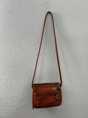 Bandolera organizadora de hombro TIGNANELLO de cuero granulado naranja Foto 1 de 4