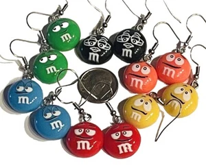 3D Food Drink Candy M&M Kids Party Fun Earrings Handmade Pair 👻🧲 FREE Gift Bag - Picture 1 of 12