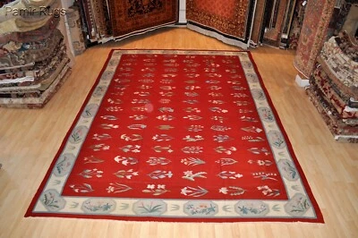 10x14 ft.  Handmade hand flat woven wool kilim RED BLUE AMERICAN INDIAN DESIGN  - Image 1 of 4