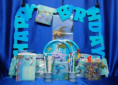 Ocean Sea # 14 Ballena Asesina Tortuga Tiburón Delfín Servilleta Banner Platos de Mantel Foto 1 de 4